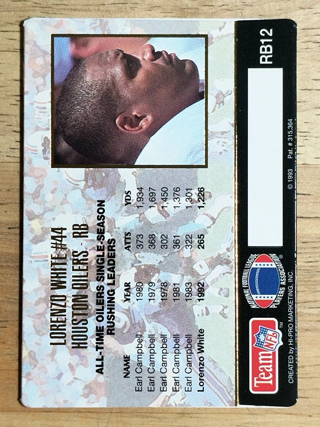 1993 Action Packed Rushers #RB12 Lorenzo White