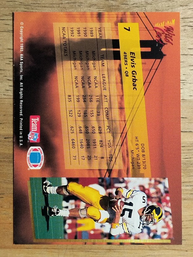1993 Wild Card #7 Elvis Grbac RC