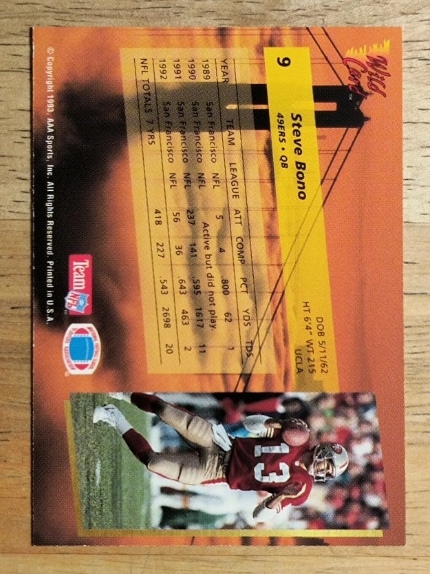 1993 Wild Card #9 Steve Bono