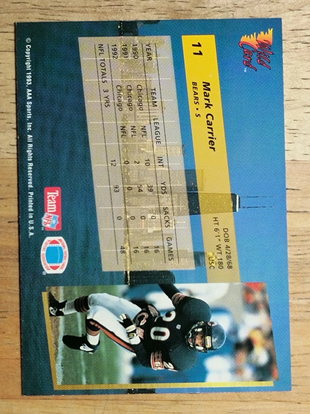 1993 Wild Card #11 Mark Carrier DB