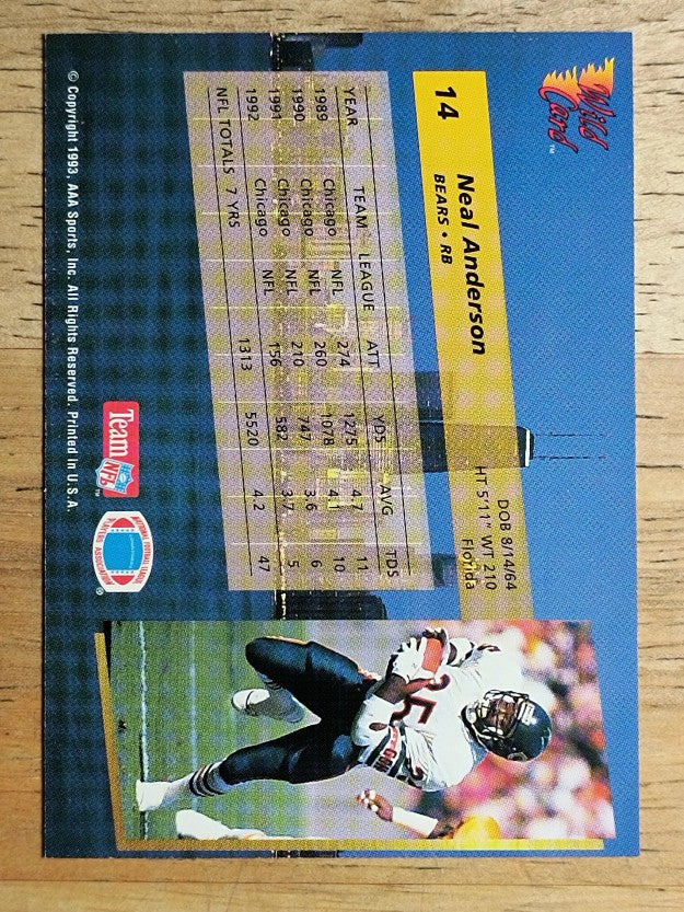 1993 Wild Card #14 Neal Anderson