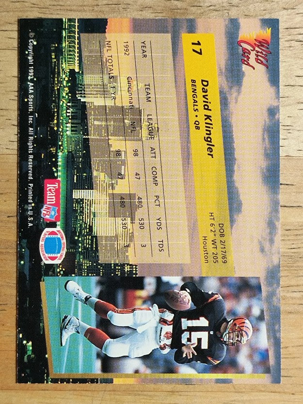1993 Wild Card #17 David Klingler