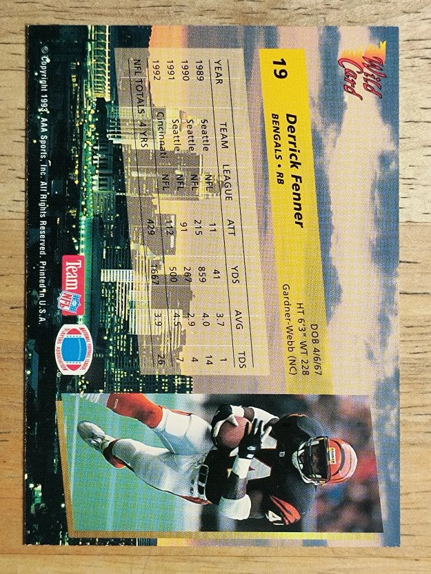 1993 Wild Card #19 Derrick Fenner