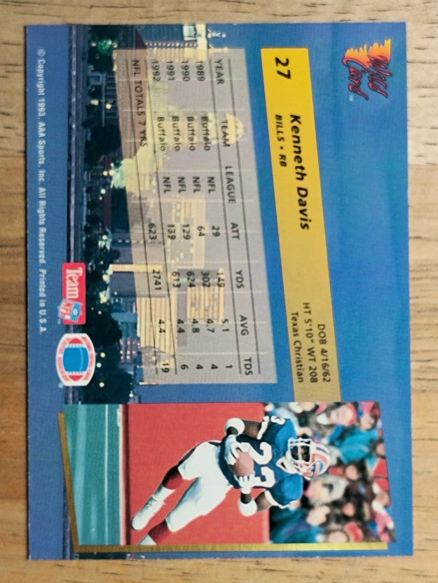 1993 Wild Card #27 Kenneth Davis