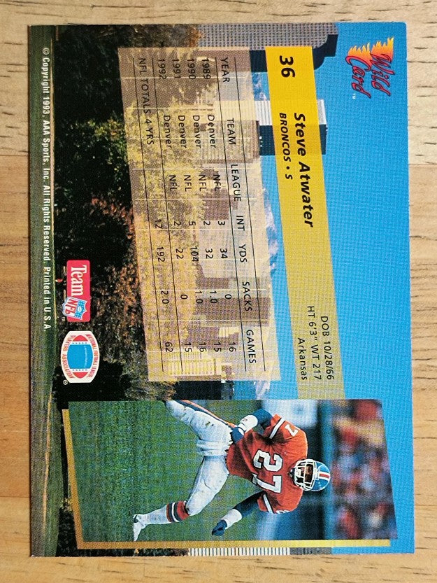 1993 Wild Card #36 Steve Atwater