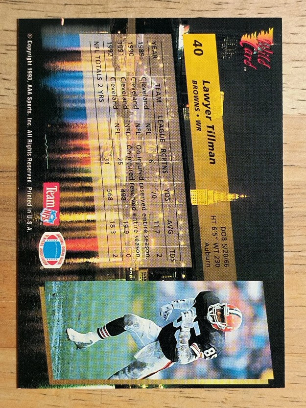 1993 Wild Card #40 Lawyer Tillman