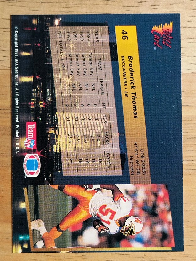 1993 Wild Card #46 Broderick Thomas