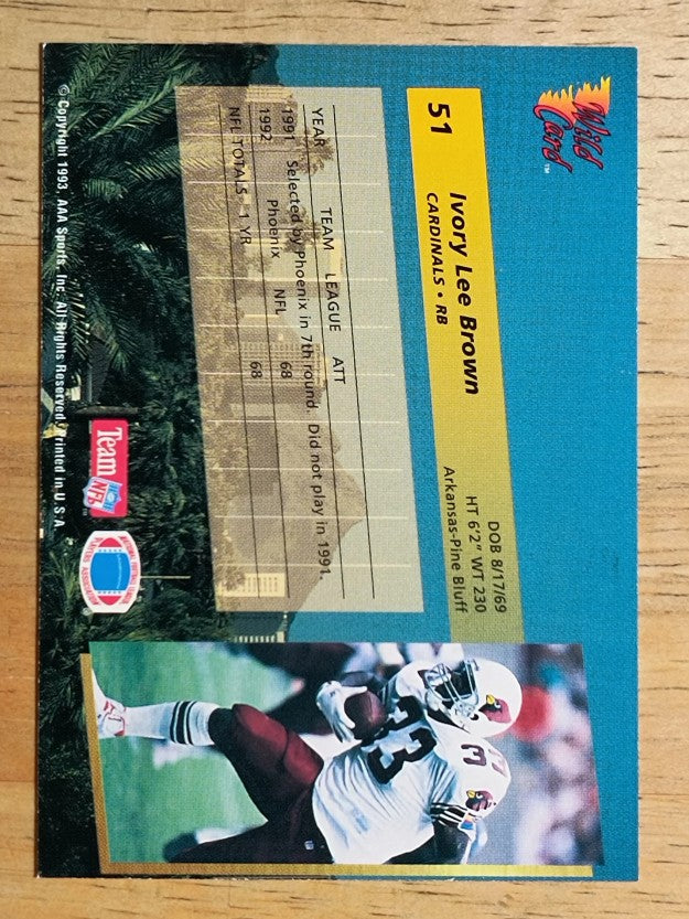 1993 Wild Card #51 Ivory Lee Brown RC