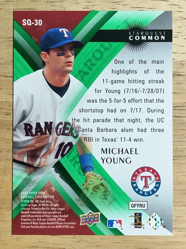 2008 Upper Deck First Edition StarQuest #SQ30 Michael Young