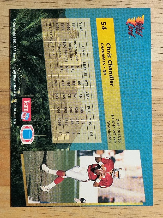 1993 Wild Card #54 Chris Chandler