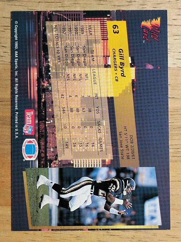 1993 Wild Card #63 Gill Byrd