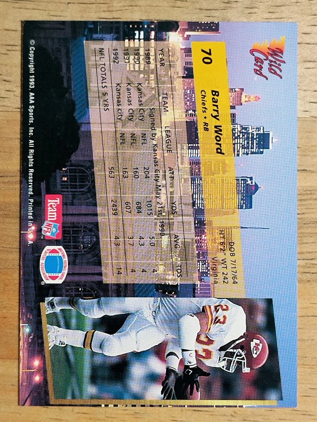 1993 Wild Card #70 Barry Word