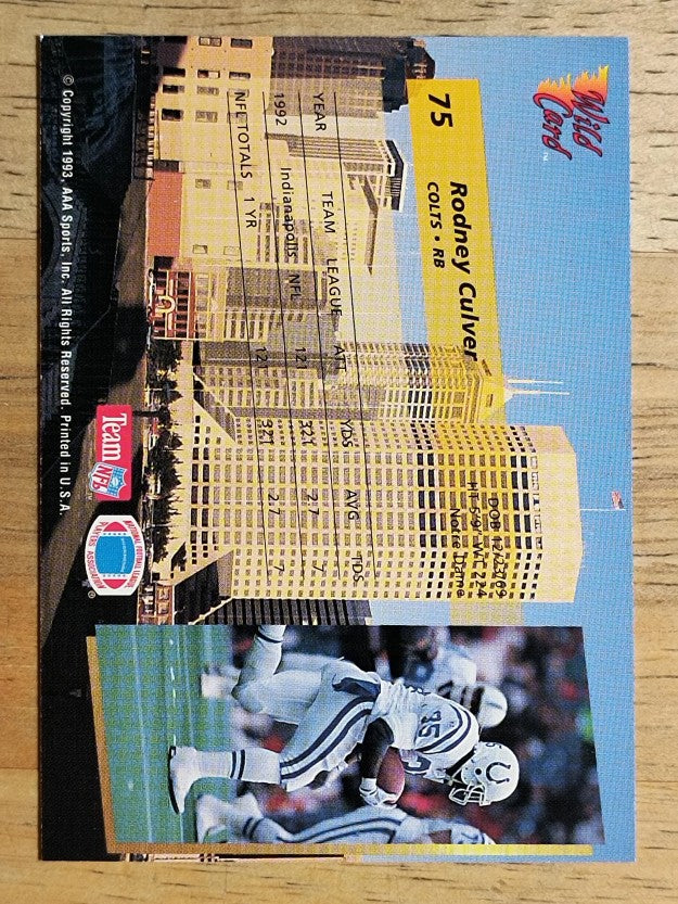 1993 Wild Card #75 Rodney Culver