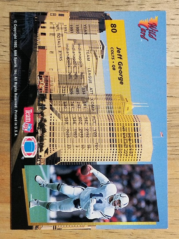 1993 Wild Card #80 Jeff George