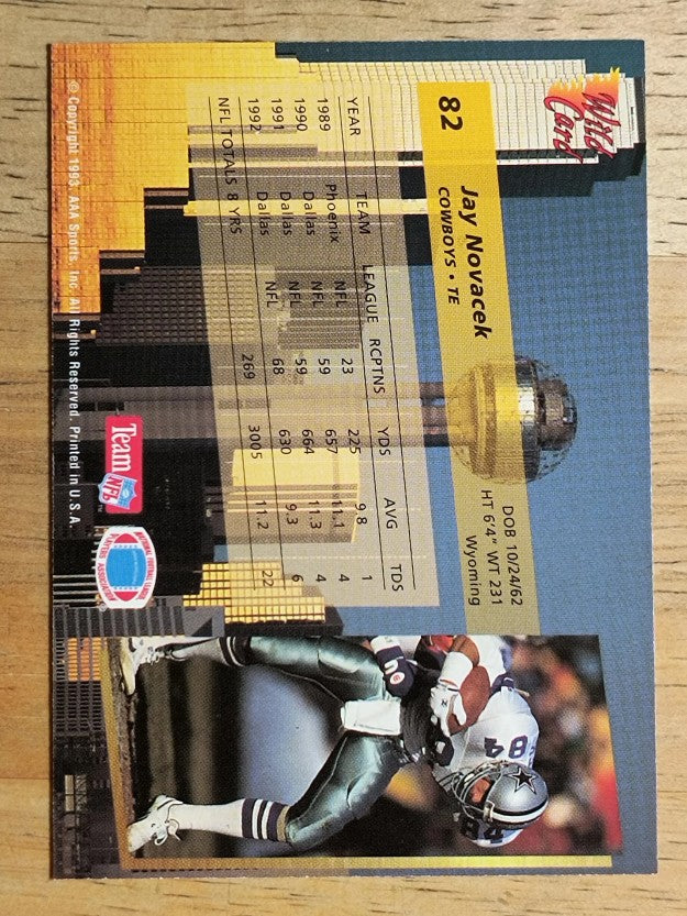 1993 Wild Card #82 Jay Novacek
