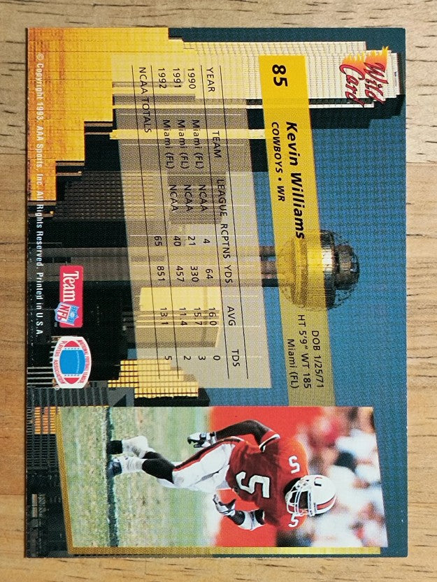1993 Wild Card #85 Kevin Williams RC WR
