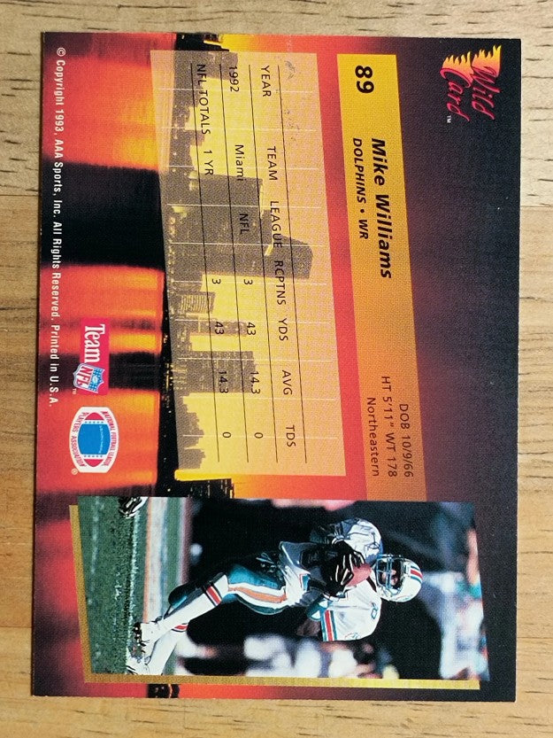 1993 Wild Card #89 Mike Williams WR RC