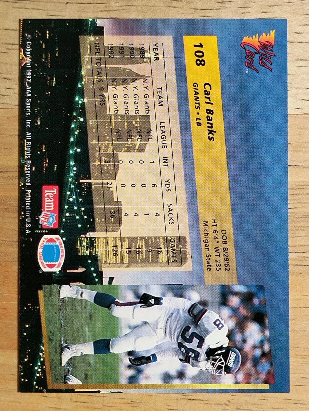 1993 Wild Card #108 Carl Banks