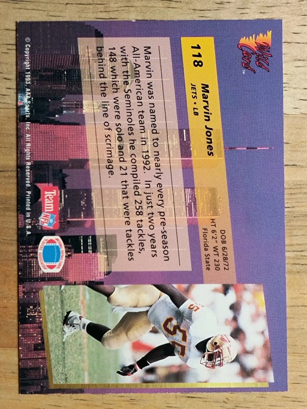 1993 Wild Card #118 Marvin Jones RC