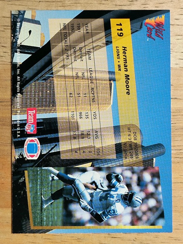 1993 Wild Card #119 Herman Moore