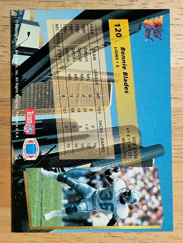 1993 Wild Card #120 Bennie Blades