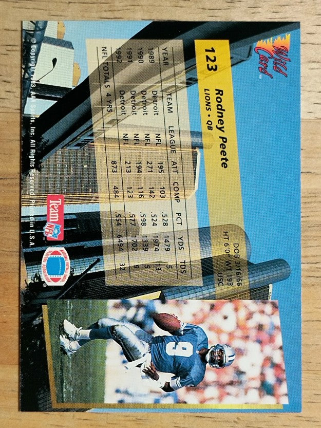 1993 Wild Card #123 Rodney Peete