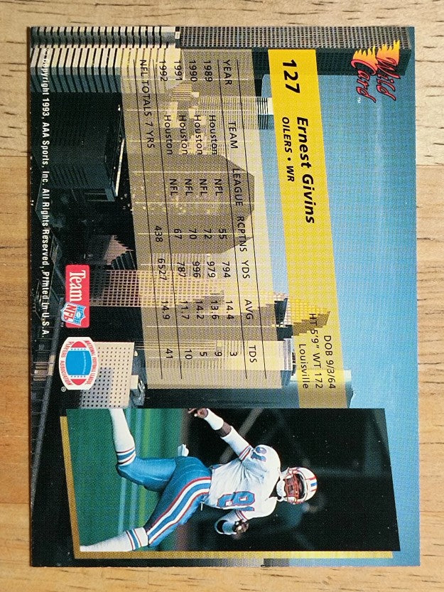 1993 Wild Card #127 Ernest Givins