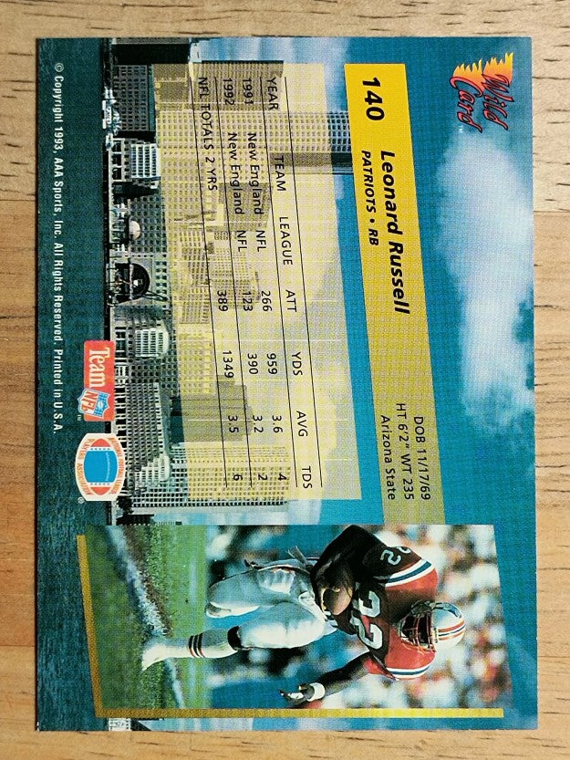 1993 Wild Card #140 Leonard Russell