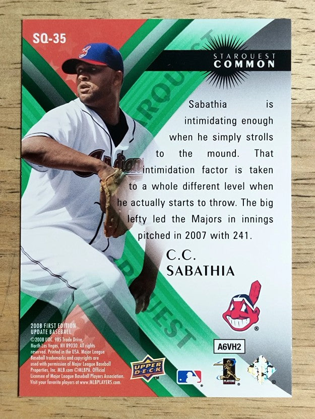 2008 Upper Deck First Edition StarQuest #SQ35 CC Sabathia