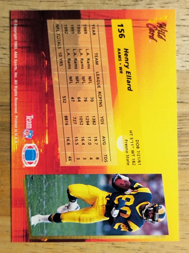 1993 Wild Card #156 Henry Ellard