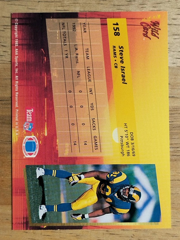 1993 Wild Card #158 Steve Israel