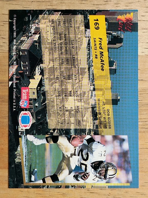 1993 Wild Card #169 Fred McAfee