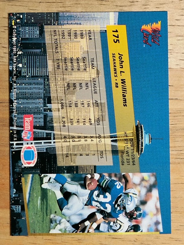 1993 Wild Card #175 John L. Williams