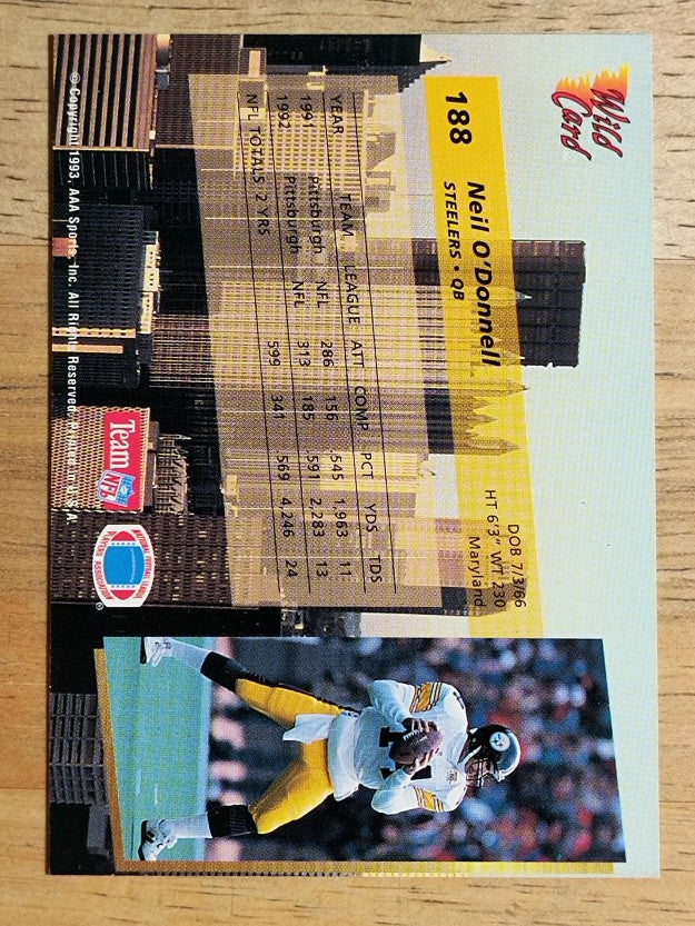 1993 Wild Card #188 Neil O'Donnell