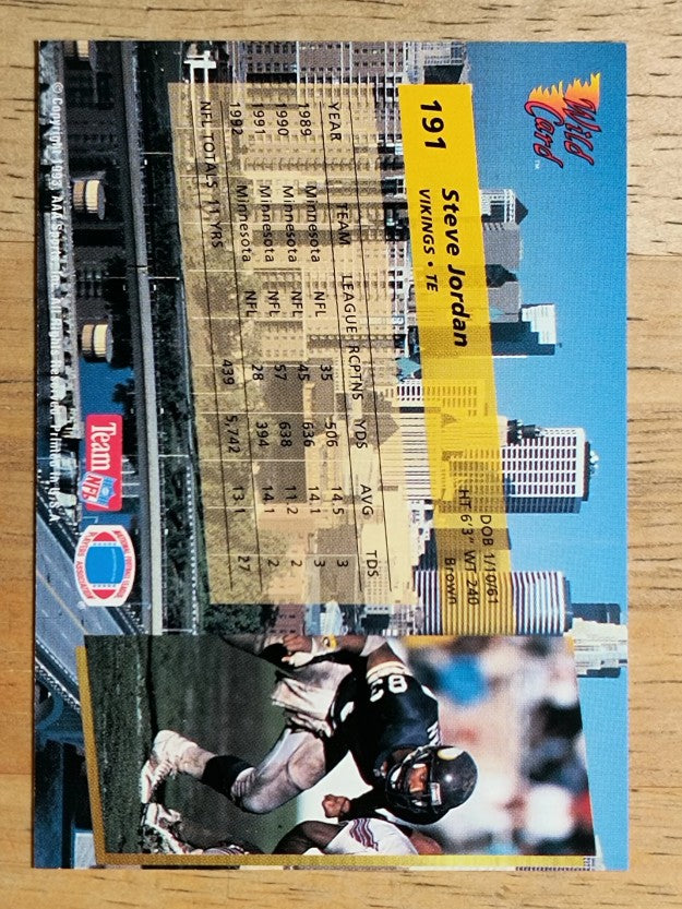 1993 Wild Card #191 Steve Jordan