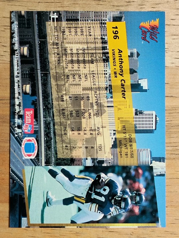 1993 Wild Card #196 Anthony Carter