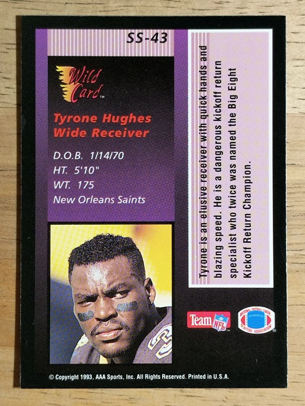 1993 Wild Card Stat Smashers Rookies Gold #43 Tyrone Hughes