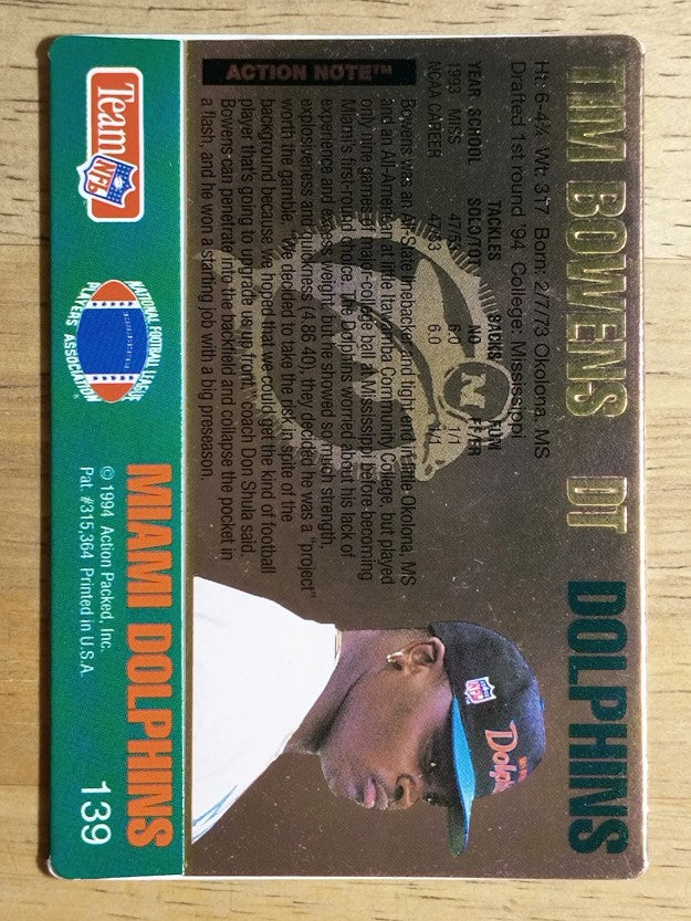 1994 Action Packed #139 Tim Bowens RC