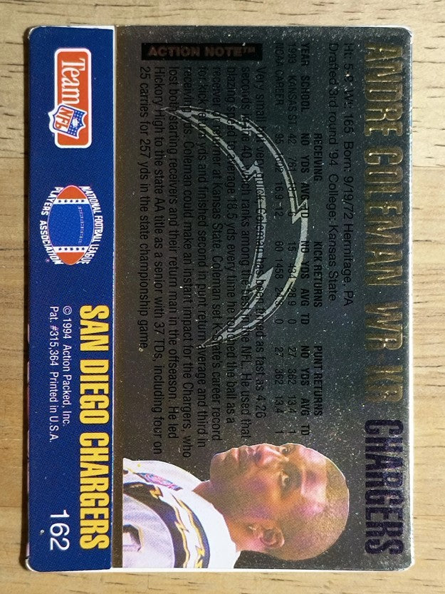 1994 Action Packed #162 Andre Coleman RC