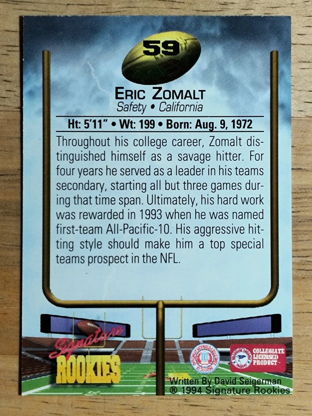1994 Signature Rookies #59 Eric Zomalt