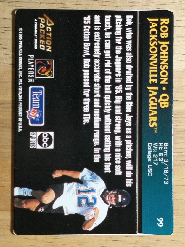 1995 Action Packed Monday Night Football #99 Rob Johnson NY RC