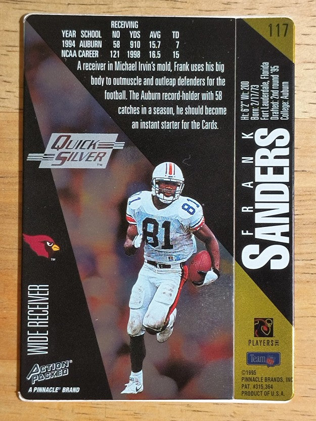 1995 Action Packed Quick Silver #117 Frank Sanders