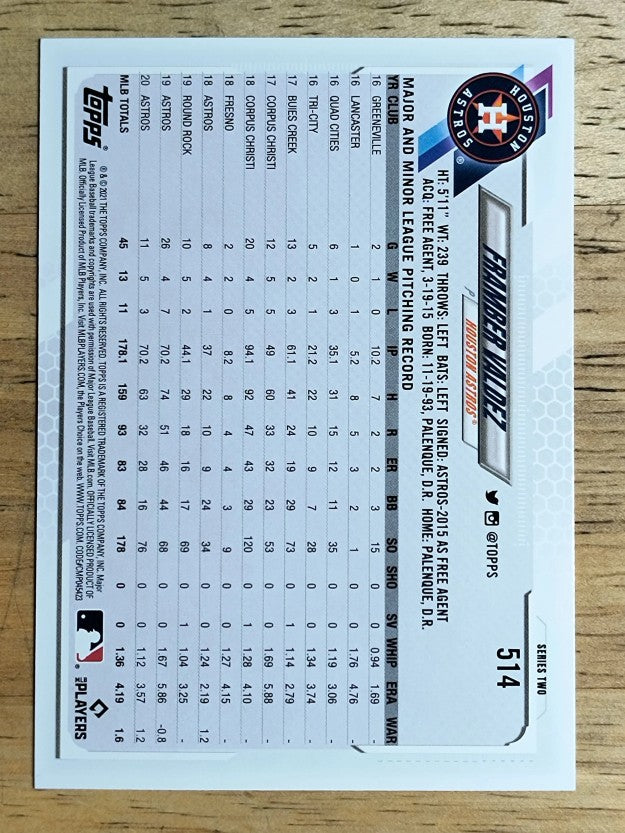 2021 Topps #514 Framber Valdez