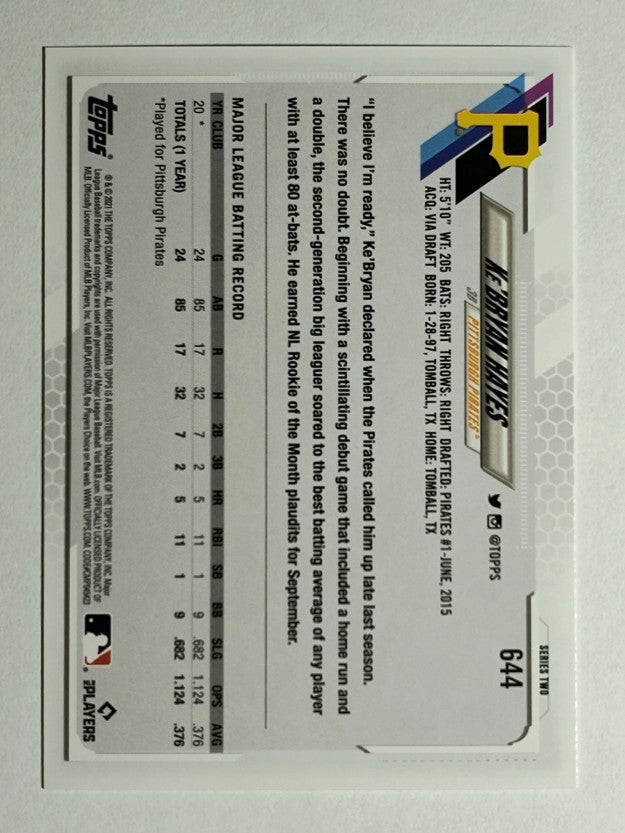 2021 Topps #644 Ke'Bryan Hayes RC