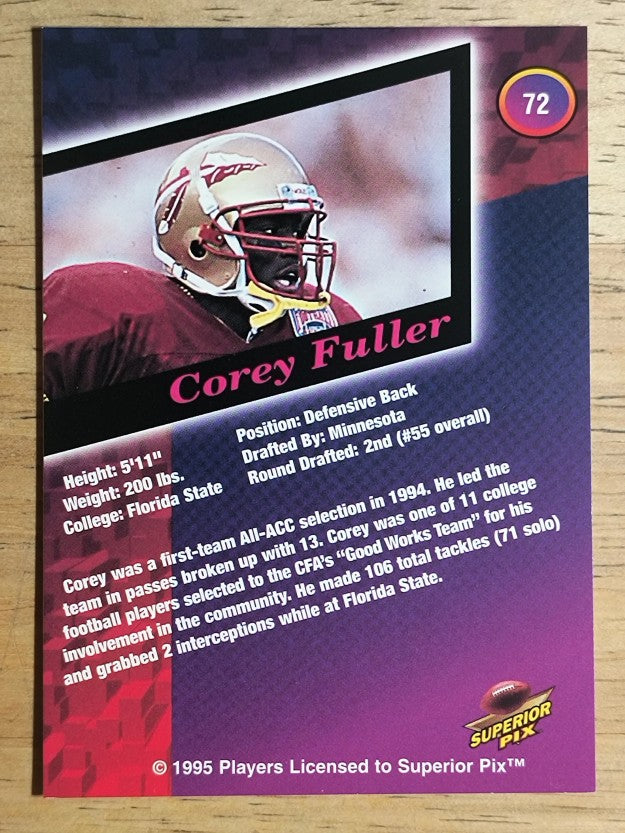 1995 Superior Pix #72 Corey Fuller