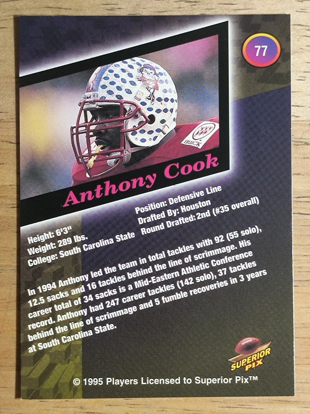 1995 Superior Pix #77 Anthony Cook