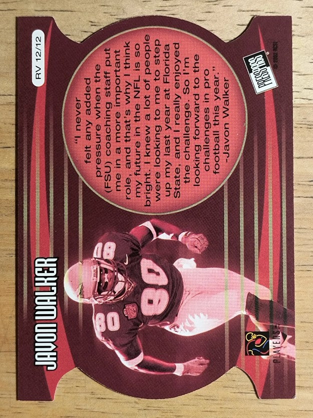 2002 Press Pass JE Rookie Vision #RV12 Javon Walker