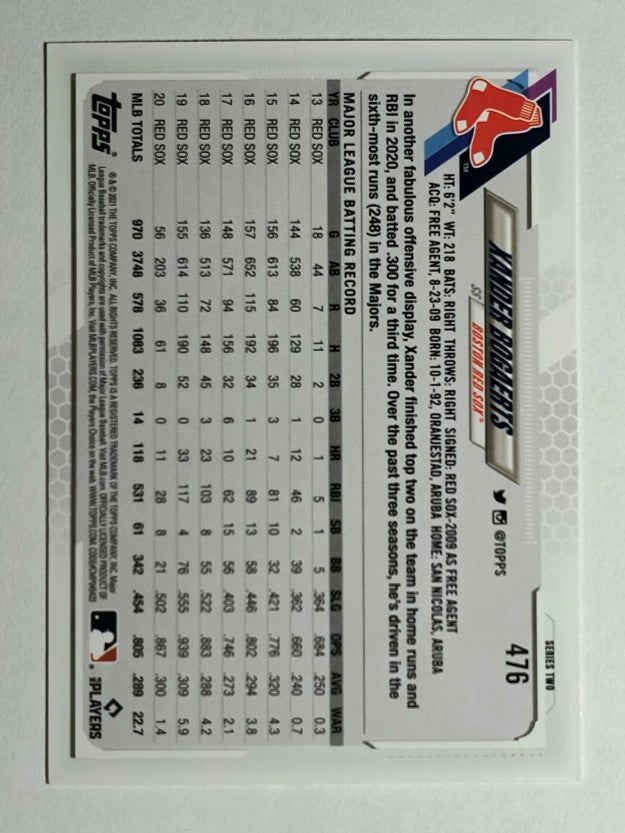 2021 Topps #476 Xander Bogaerts