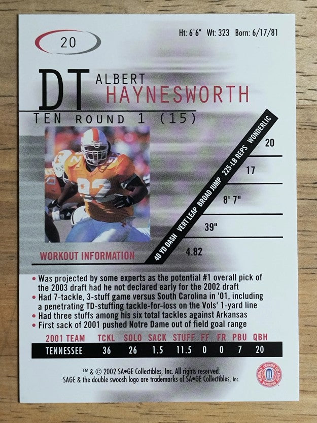 2002 SAGE #20 Albert Haynesworth