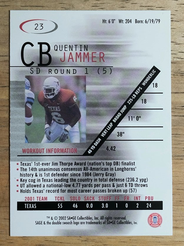 2002 SAGE #23 Quentin Jammer